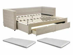 Vente-unique Cama nido 2 x 80 x 200 cm tela texturizada + colchón - CAMITY