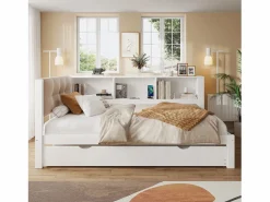 Hauss Spole Cama nido blanca de 90x200cm con iluminación LED, almacenaje, USB (sin colchón)