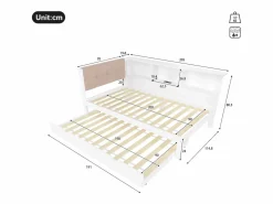 Hauss Spole Cama nido blanca de 90x200cm con iluminación LED, almacenaje, USB (sin colchón)