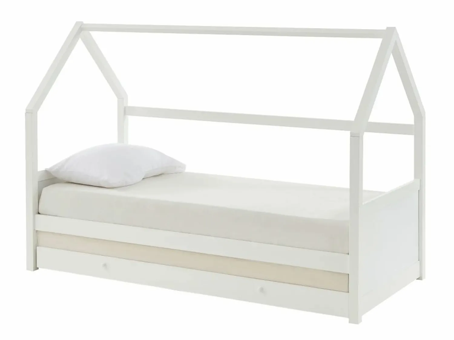 Vente-unique Cama nido cabaña 2 x 90 x 190 cm de madera de Pino con colchón - HURRA Blanco