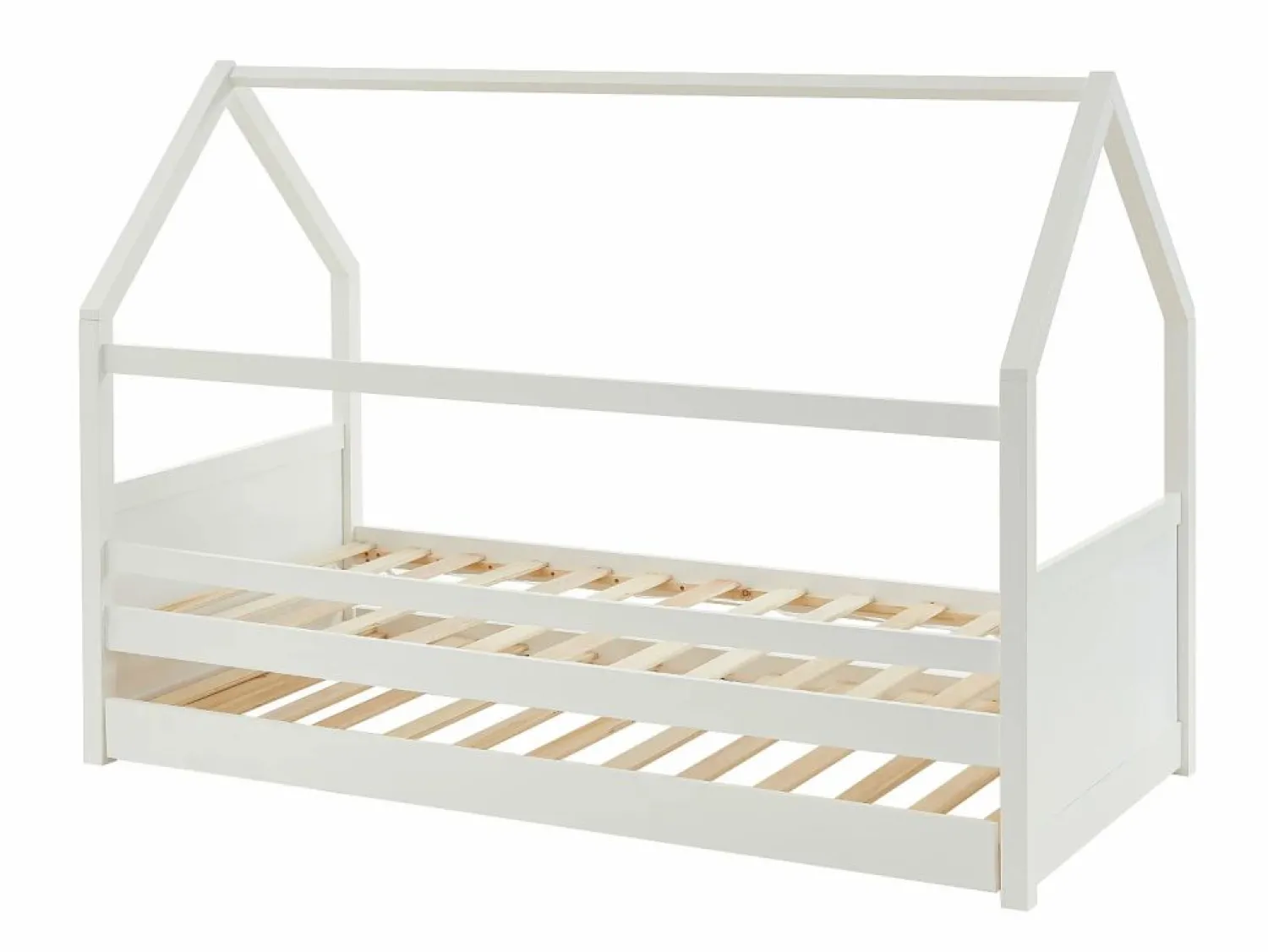 Vente-unique Cama nido cabaña 2 x 90 x 190 cm de madera de Pino con colchón - HURRA Blanco