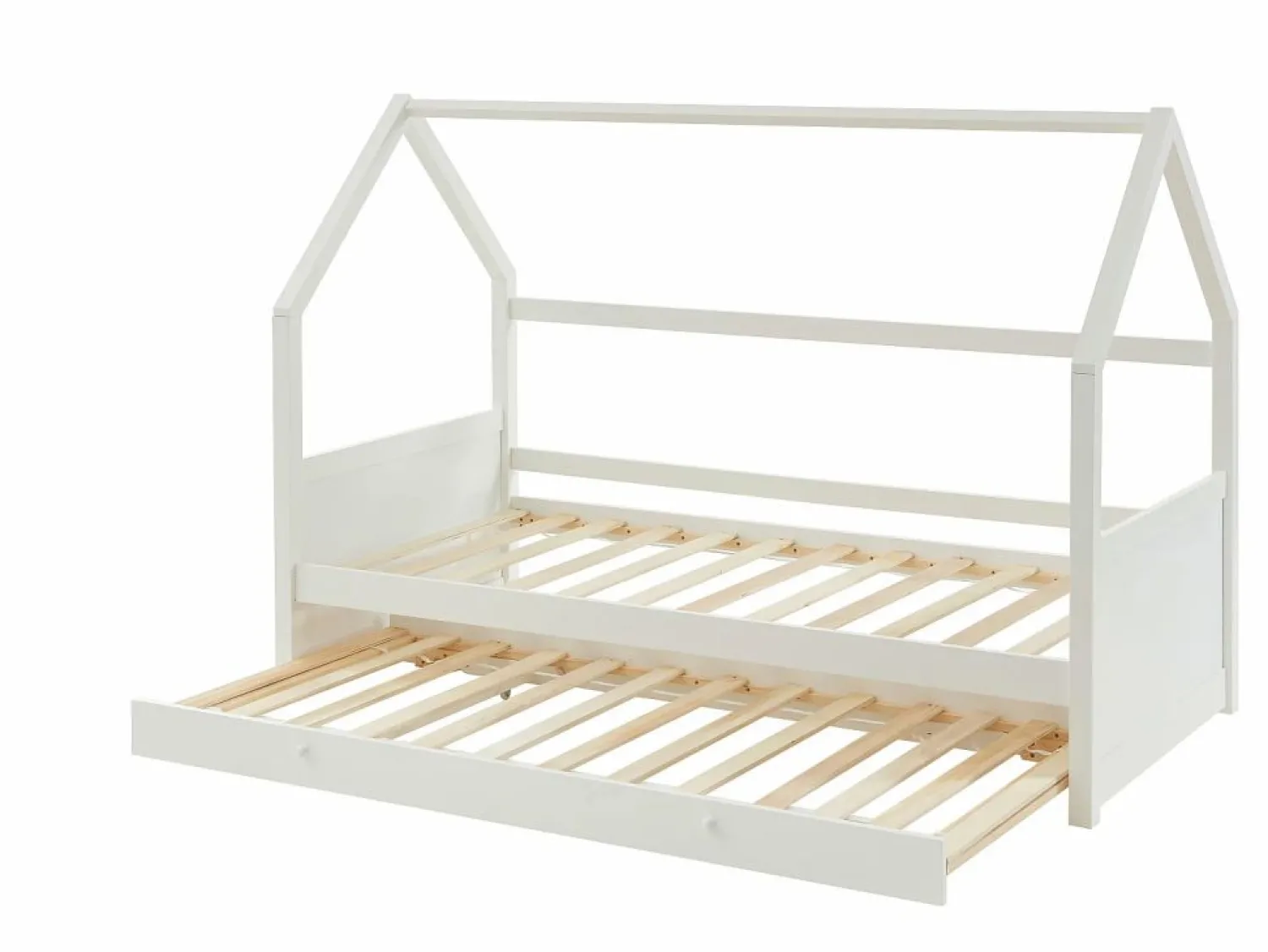 Vente-unique Cama nido cabaña 2 x 90 x 190 cm de madera de Pino con colchón - HURRA Blanco
