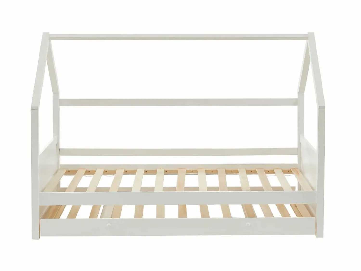 Vente-unique Cama nido cabaña 2 x 90 x 190 cm de madera de Pino con colchón - HURRA Blanco