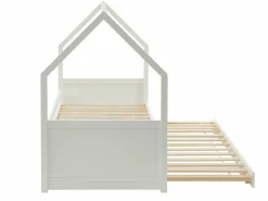 Vente-unique Cama nido cabaña 2 x 90 x 190 cm de madera de Pino con colchón - HURRA Blanco