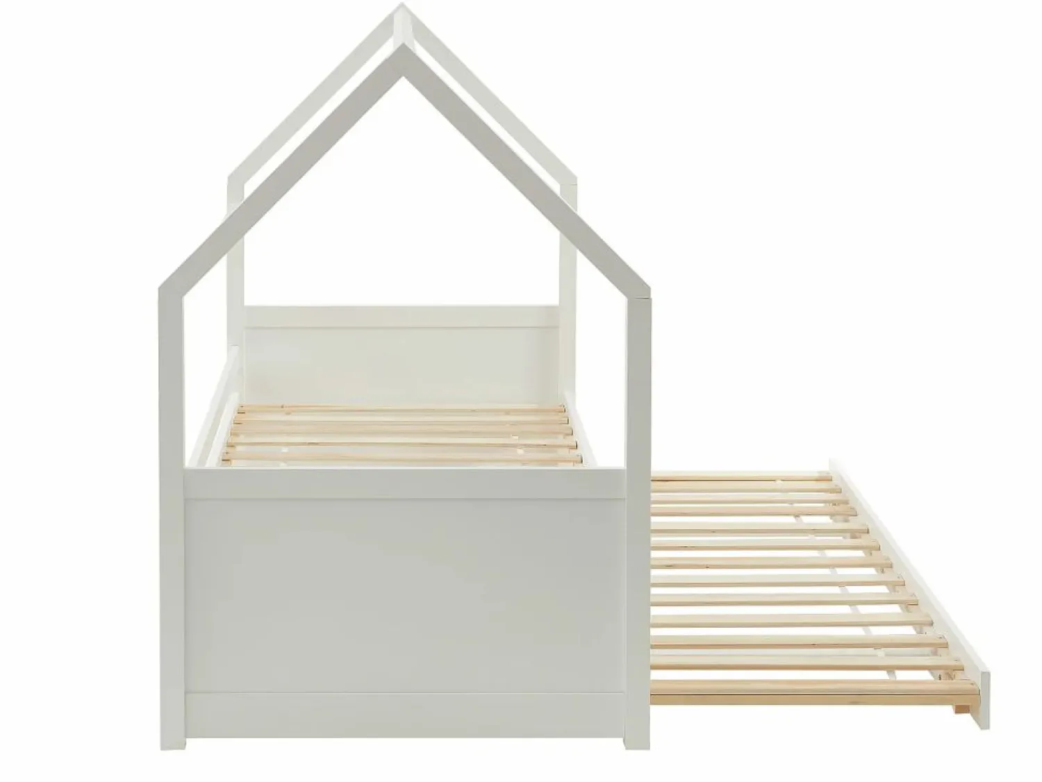 Vente-unique Cama nido cabaña 2 x 90 x 190 cm de madera de Pino con colchón - HURRA Blanco