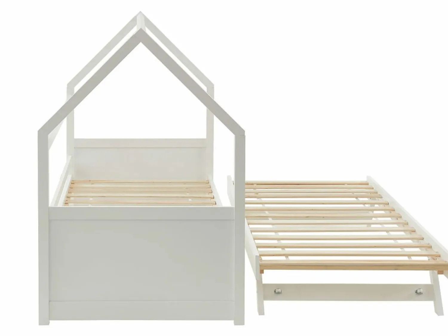 Vente-unique Cama nido cabaña 2 x 90 x 190 cm de madera de Pino con colchón - HURRA Blanco