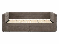 New Vente-unique Cama nido CAMITY 2 x 80 x 200 cm con somier de láminas y cajones en tejido texturizado color Topo