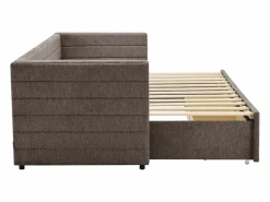 New Vente-unique Cama nido CAMITY 2 x 80 x 200 cm con somier de láminas y cajones en tejido texturizado color Topo