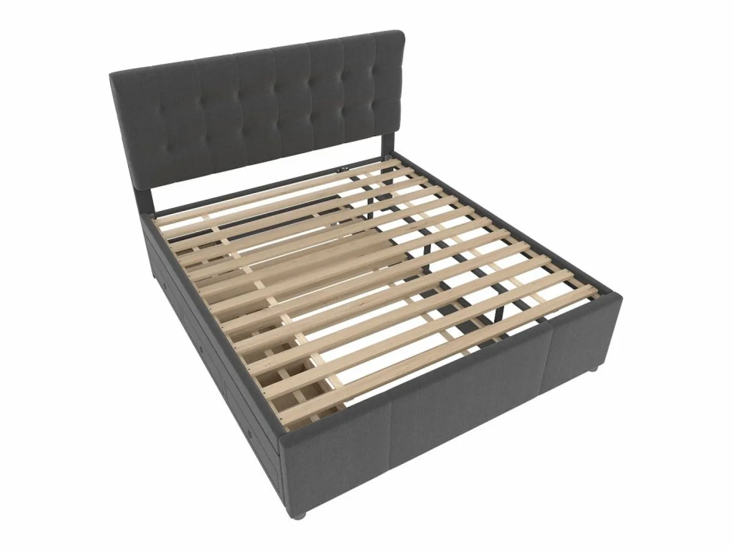 Outlet Cama nido con 3 cajones - 140 x 200 cm + 90 x 190 cm - tejido de lino - cabecero ajustable - color Cama Diván