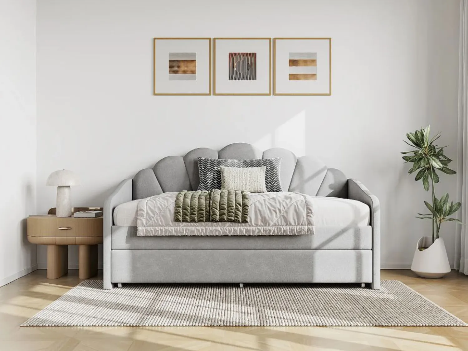 Vente-unique Cama nido con forma de concha 2 x 90 x 190 cm terciopelo - ELUSIA