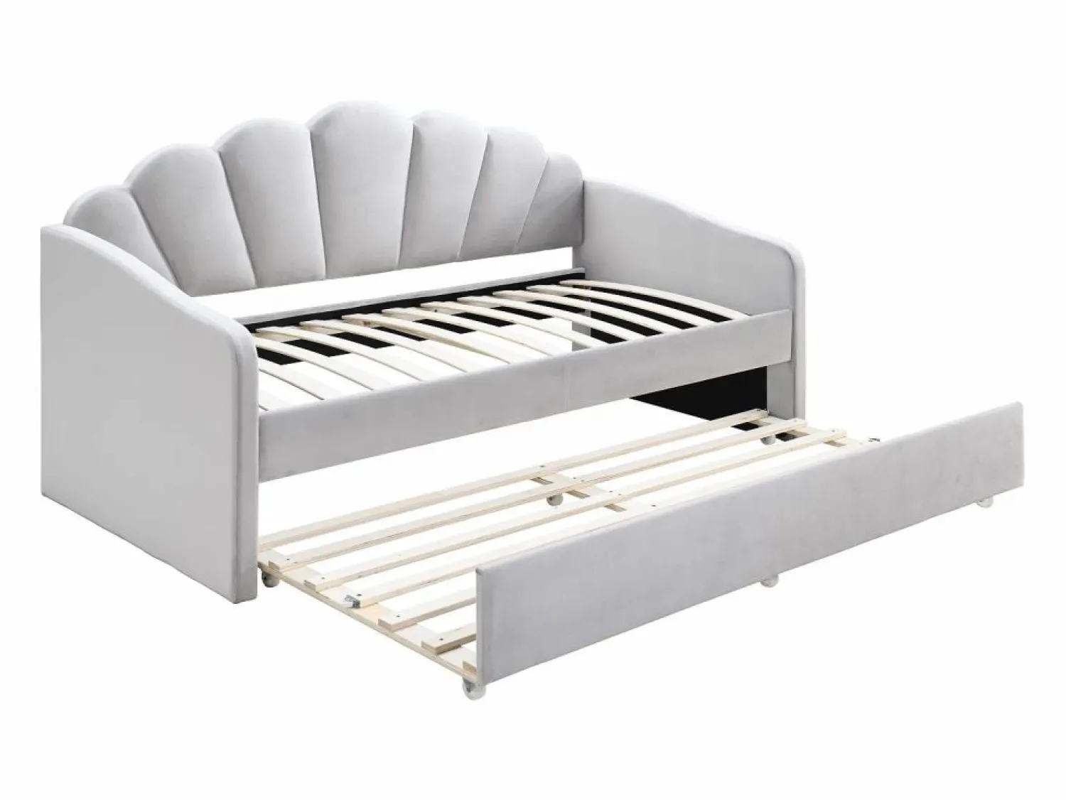 Vente-unique Cama nido con forma de concha 2 x 90 x 190 cm terciopelo - ELUSIA