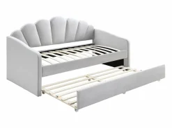 Hot Vente-unique Cama nido con forma de concha 2 x 90 x 190 cm terciopelo + colchón - ELUSIA Gris claro