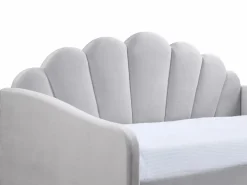 Hot Vente-unique Cama nido con forma de concha 2 x 90 x 190 cm terciopelo + colchón - ELUSIA Gris claro