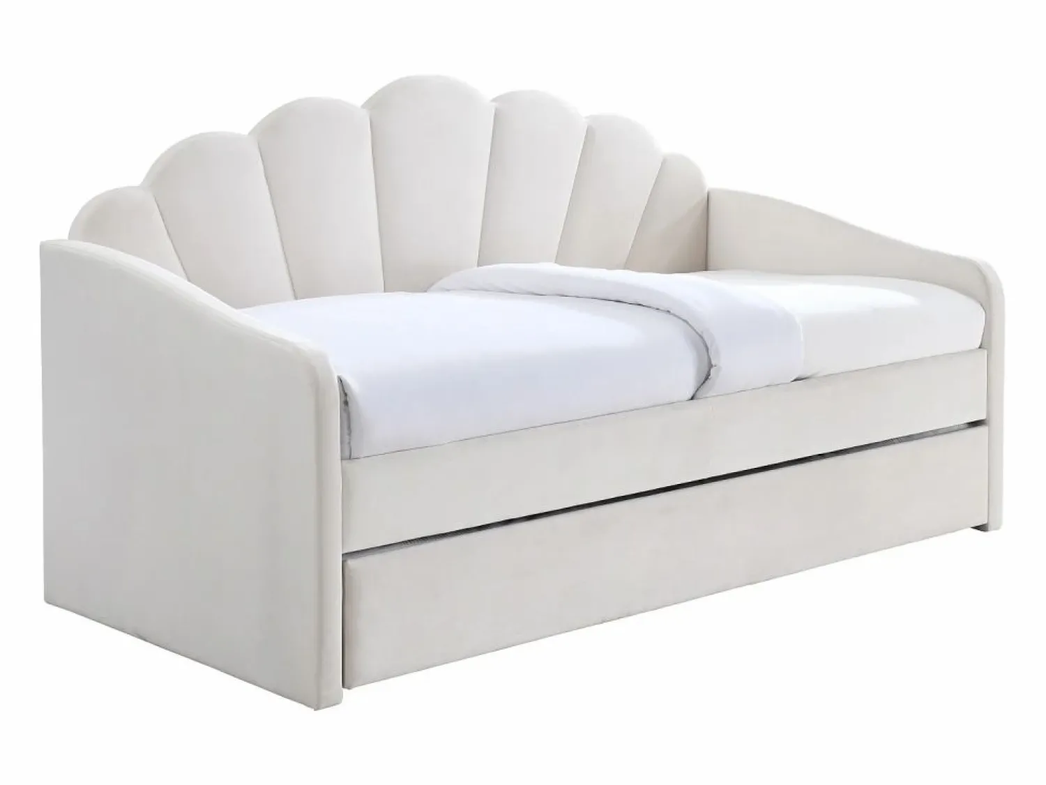 Vente-unique Cama nido concha 2 x 90 x 190 cm terciopelo beige - ELUSIA