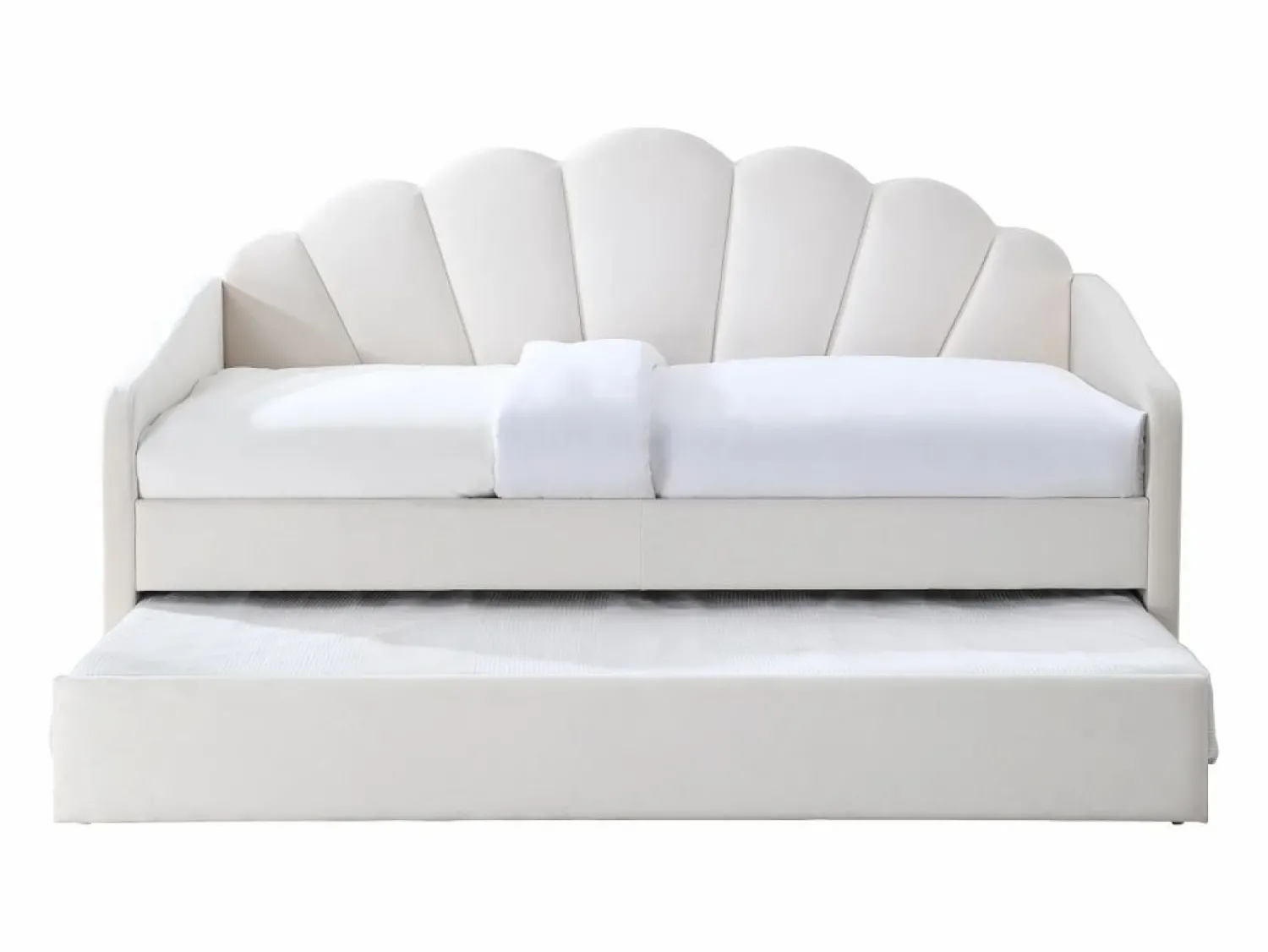 Vente-unique Cama nido concha 2 x 90 x 190 cm terciopelo beige - ELUSIA