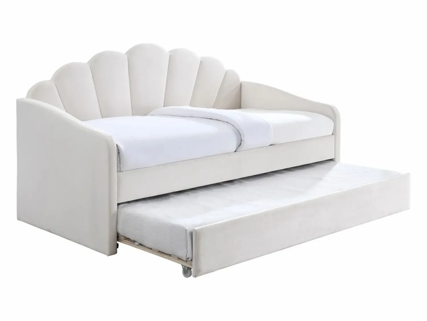 Vente-unique Cama nido concha 2 x 90 x 190 cm terciopelo beige - ELUSIA