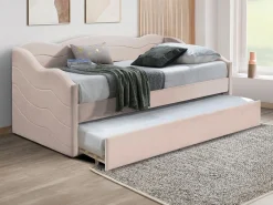 Discount Cama nido de 2 plazas de 90 x 190 cm en terciopelo + colchón - LENVIA Cama Terciopelo|Cama Diván