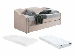 Discount Cama nido de 2 plazas de 90 x 190 cm en terciopelo + colchón - LENVIA Cama Terciopelo|Cama Diván