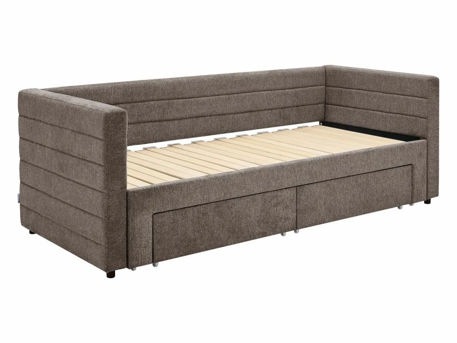 Sale Vente-unique Cama nido de 2 x 80 x 200 cm en tejido texturizado gris + colchón - CAMITY Topo