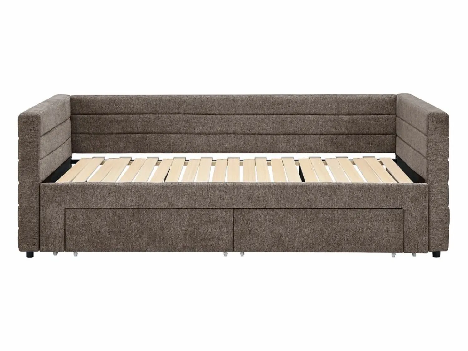 Sale Vente-unique Cama nido de 2 x 80 x 200 cm en tejido texturizado gris + colchón - CAMITY Topo