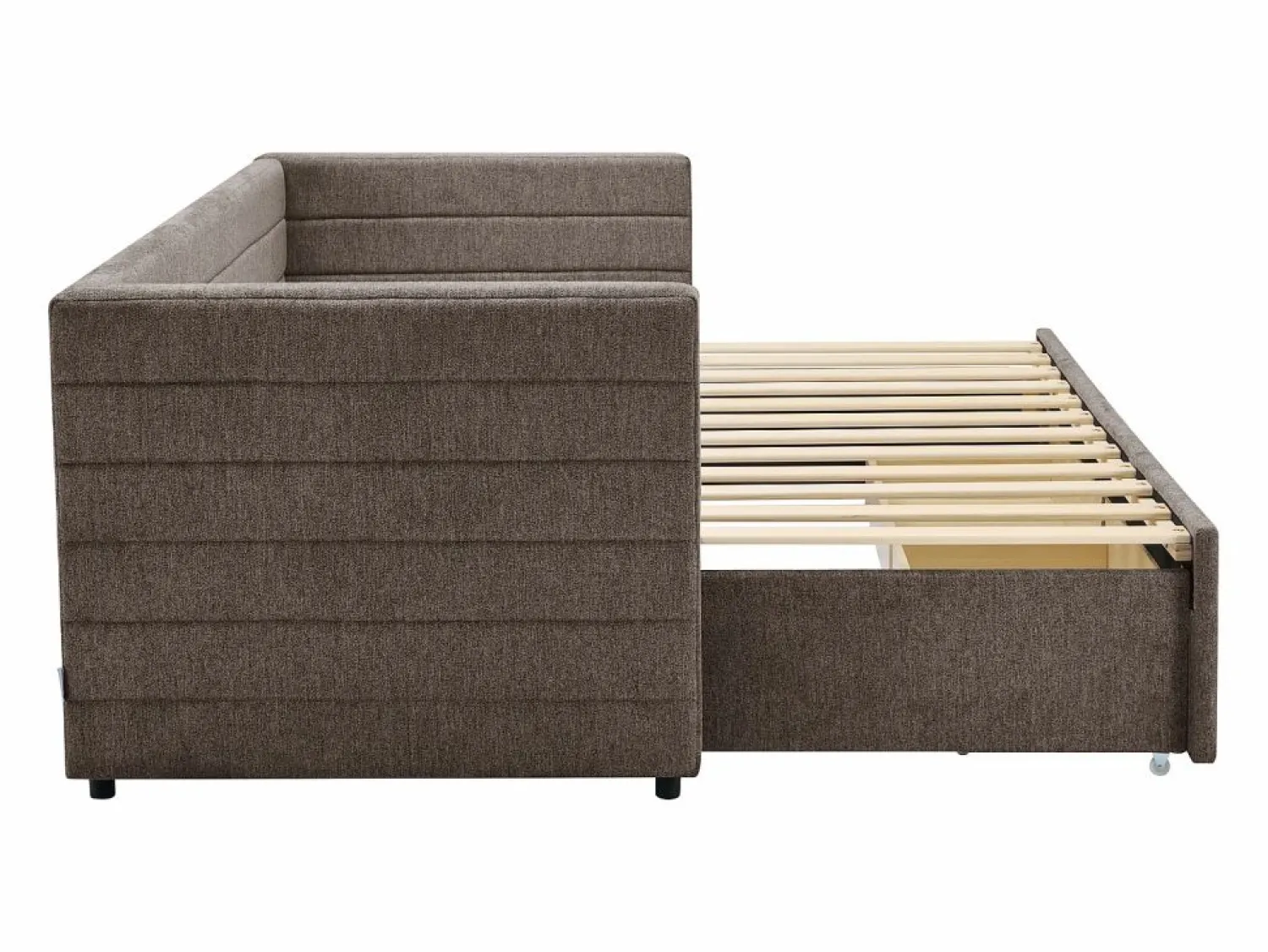 Sale Vente-unique Cama nido de 2 x 80 x 200 cm en tejido texturizado gris + colchón - CAMITY Topo