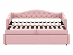 Sale ModernLuxe Cama nido de lino 90x200 cm y 90x190 cm - con puerto USB y somier - Rosa