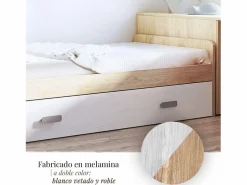 Cama Nido de Melamina Color Puccini Andersen – Ancho 194,4 cm x Fondo 98 cm x Alto 58 cm, Ideal para Habitaciones Juveniles.