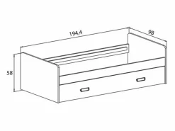 Cama Nido de Melamina Color Puccini Andersen – Ancho 194,4 cm x Fondo 98 cm x Alto 58 cm, Ideal para Habitaciones Juveniles.