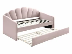 Vente-unique Cama nido en forma de concha 2 x 90 x 190 cm en terciopelo - ELUSIA Rosa