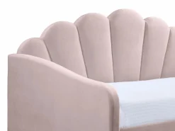 Vente-unique Cama nido en forma de concha 2 x 90 x 190 cm en terciopelo con colchón - ELUSIA