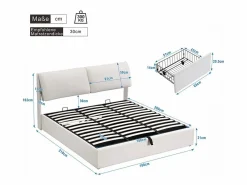 Discount Cama nido en terciopelo , 180 x 200 cm, con 3 cajones y cabecero ajustable, carga máx. 300kg Cama Terciopelo
