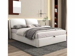 Discount DripeX Cama nido en terciopelo , 140 x 200 cm, con 3 cajones y cabecero ajustable, carga máx. 300kg Blanco