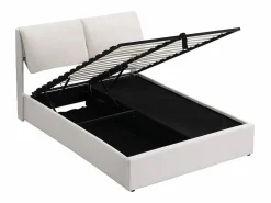 Discount DripeX Cama nido en terciopelo , 140 x 200 cm, con 3 cajones y cabecero ajustable, carga máx. 300kg Blanco