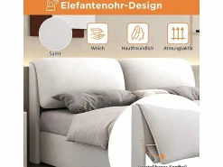 Discount DripeX Cama nido en terciopelo , 140 x 200 cm, con 3 cajones y cabecero ajustable, carga máx. 300kg Blanco