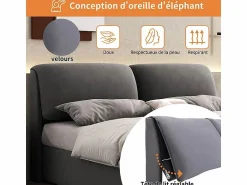 DripeX Cama nido en terciopelo , 140 x 190 cm, con 3 cajones y cabecero ajustable, carga máx. 300kg