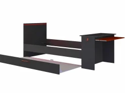 New Cama nido gamer 2 x 90 x 200 con escritorio y LEDs antracita y rojo + somier VOUANI Cama Nido|Cama Infantil