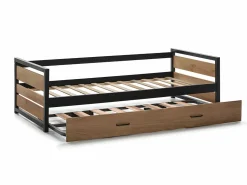 Vente-unique Cama nido industrial 90 x 190 cm de MDF Pino y metal con colchón BOSTON