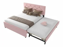 Merax Cama nido infantil - 140 x 200 cm + 90 x 190 cm con cabecero - terciopelo - (sin colchón)