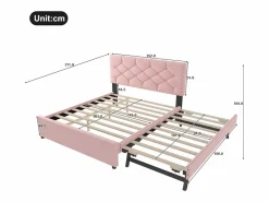 Merax Cama nido infantil - 140 x 200 cm + 90 x 190 cm con cabecero - terciopelo - (sin colchón)
