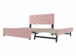 Merax Cama nido infantil - 140 x 200 cm + 90 x 190 cm con cabecero - terciopelo - (sin colchón)