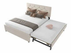 Merax Cama nido infantil - 140 x 200 cm + 90 x 190 cm con cabecero - terciopelo - (sin colchón)