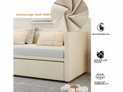 Outlet Merax Cama nido infantil 90 x 200 cm - terciopelo - estilo contemporáneo - color Beige