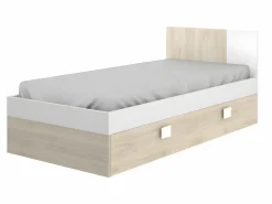 Outlet Vente-unique Cama nido infantil 2 x 90 x 190 cm Color natural y blanco con colchón SONIA Color natural claro / Blanco