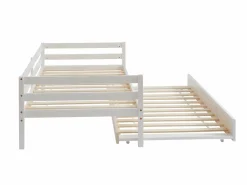 Cama nido infantil 2 x 90 x 190 cm Pino macizo y MDF con colchón AEDAN II Cama Nido