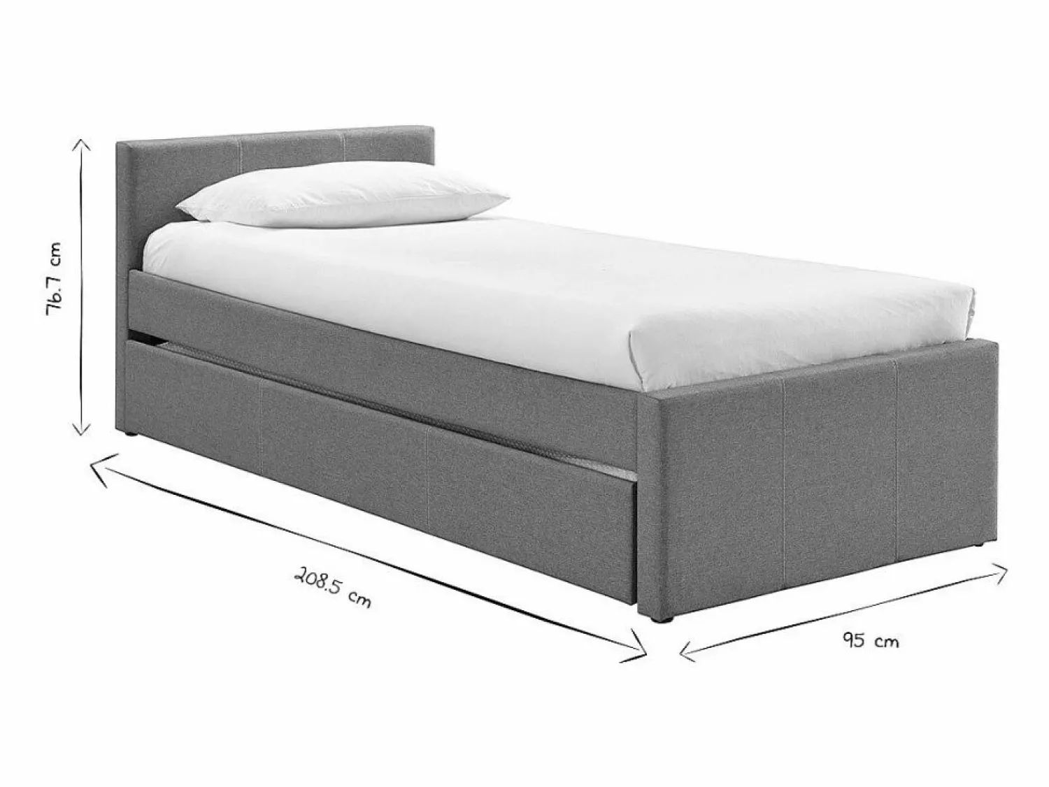 Outlet Miliboo Cama nido infantil 90 × 195 cm tela MACCO Gris