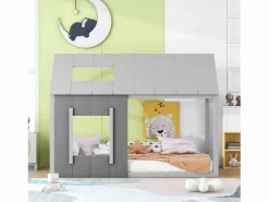Hot Merax Cama nido infantil de 90 x 200 cm - pino y MDF - color: Gris Blanco