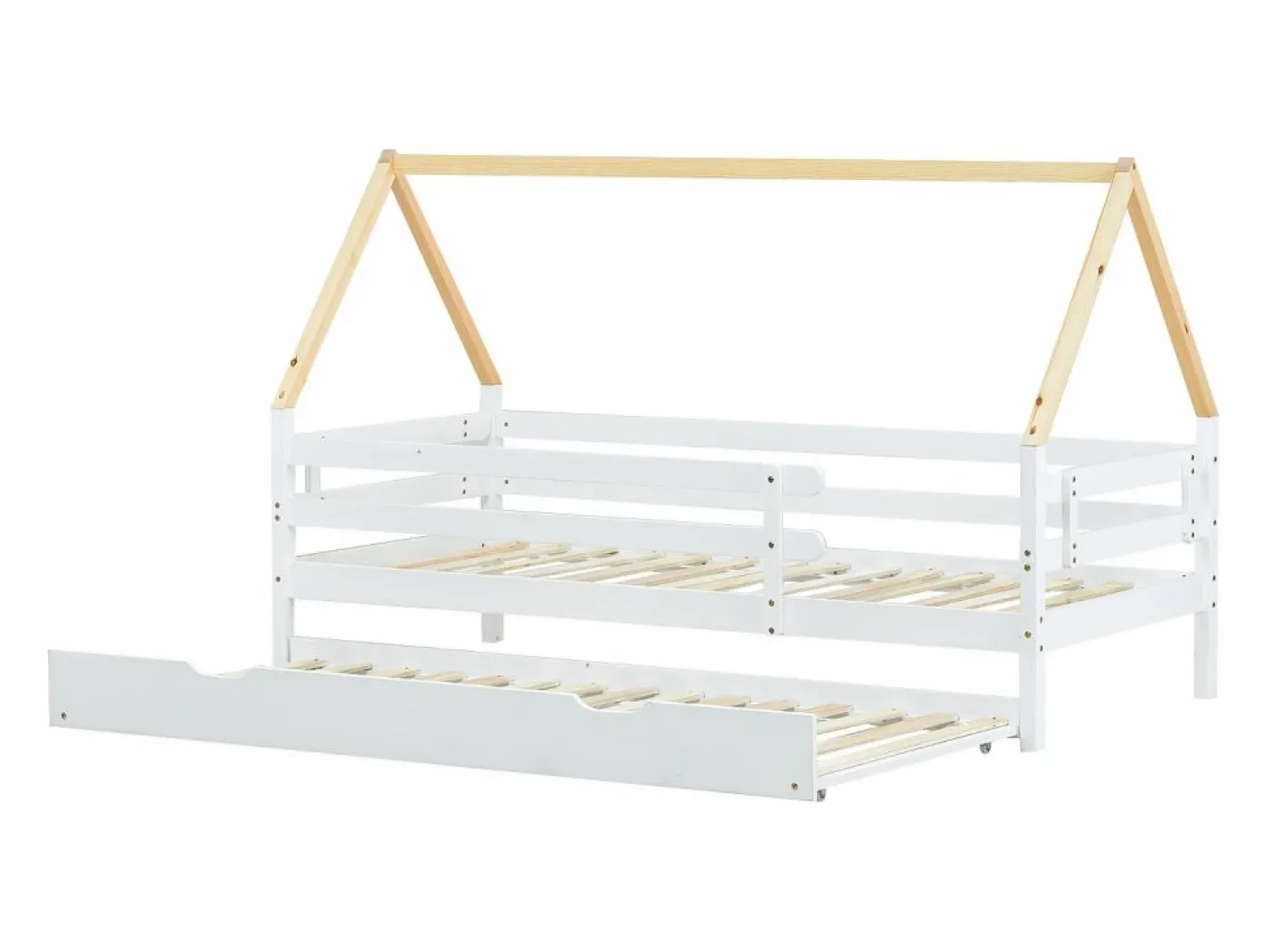 Hauss Spole Cama nido infantil de 90x200 cm con cama nido de 90x190 cm en madera blanca