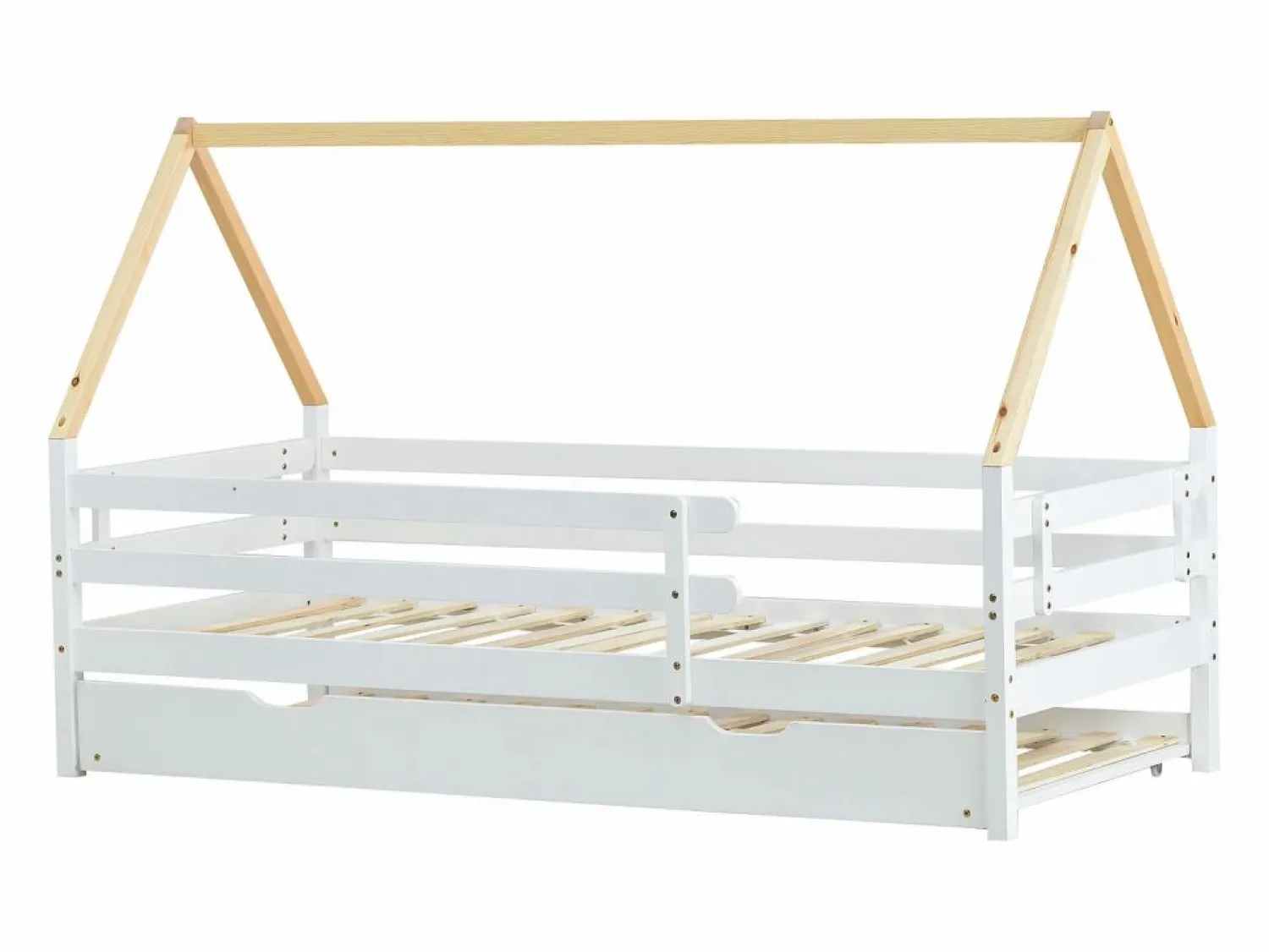 Hauss Spole Cama nido infantil de 90x200 cm con cama nido de 90x190 cm en madera blanca