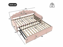 Hauss Spole Cama nido infantil 90x200 cm con LED convertible en cama para adultos 180x200 cm, terciopelo, , sin colchón