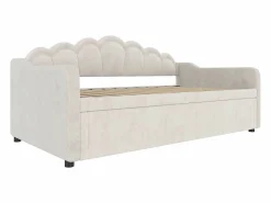 Best Hauss Spole Cama nido infantil 90x200 cm con LED convertible en cama para adultos 180x200 cm, terciopelo, , sin colchón Beige